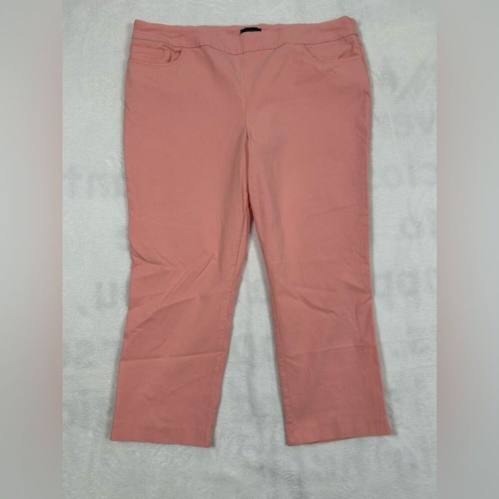 Renuar Pink Cropped Pants Women’s Size 16 High Rise Zip Leg Ankle Pants Office